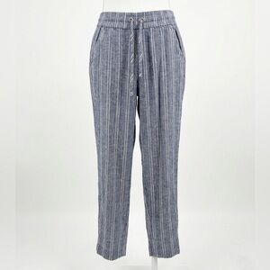 Calvin Klein Blue Striped Linen Blend Jogger Pants Small